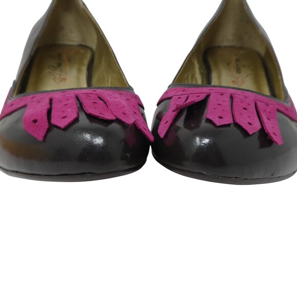 Poetic License Passion Brown Pink Fringe Patent Leather Pumps Heels Womens 10 - Picture 8 of 13